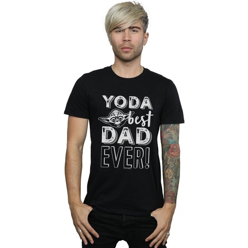 Abbigliamento Uomo T-shirts a maniche lunghe Disney Yoda Best Dad Nero