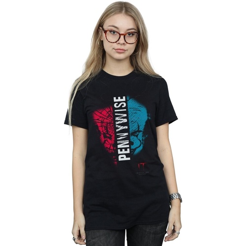 Abbigliamento Donna T-shirts a maniche lunghe It Chapter 2 Pennywise Split Face Nero