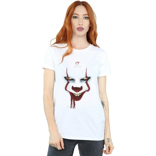 Abbigliamento Donna T-shirts a maniche lunghe It Chapter 2 Pennywise Poster Stare Bianco