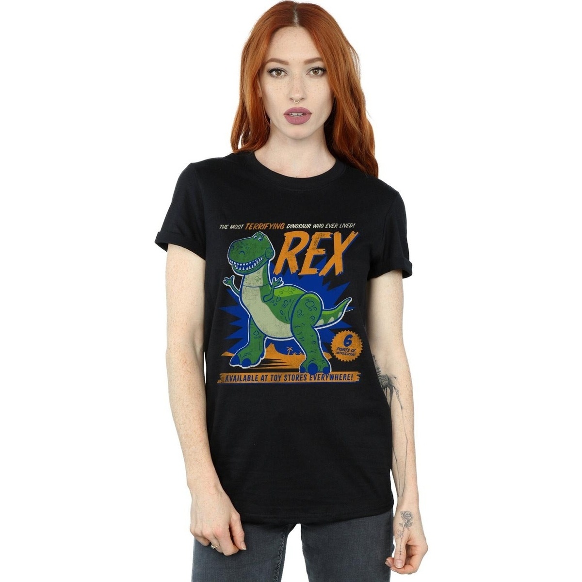 Abbigliamento Donna T-shirts a maniche lunghe Disney Toy Story 4 Rex Terrifying Dinosaur Nero