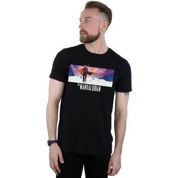 Abbigliamento Uomo T-shirts a maniche lunghe Disney The Mandalorian Landscape Nero