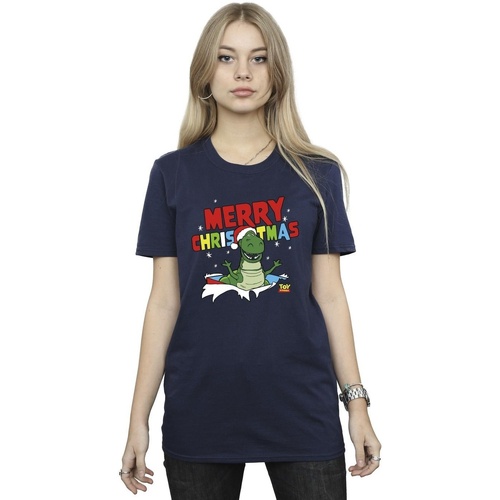 Abbigliamento Donna T-shirts a maniche lunghe Disney Toy Story Rex Christmas Burst Blu