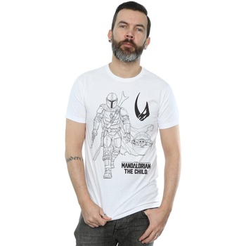 Abbigliamento Uomo T-shirts a maniche lunghe Disney The Mandalorian Clan Of Two Bianco