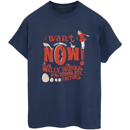 Abbigliamento Donna T-shirts a maniche lunghe Willy Wonka Verruca Salt I Want It Now Blu