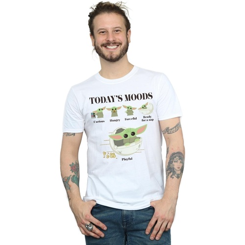 Abbigliamento Uomo T-shirts a maniche lunghe Disney The Mandalorian The Child Moods Bianco