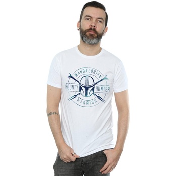 Abbigliamento Uomo T-shirts a maniche lunghe Disney The Mandalorian Warrior Crest Bianco