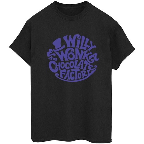 Abbigliamento Donna T-shirts a maniche lunghe Willy Wonka & The Chocolate Fact Typed Logo Nero