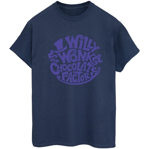 Abbigliamento Donna T-shirts a maniche lunghe Willy Wonka & The Chocolate Fact Typed Logo Blu