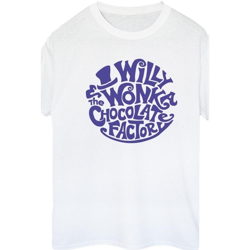 Abbigliamento Donna T-shirts a maniche lunghe Willy Wonka & The Chocolate Fact Typed Logo Bianco
