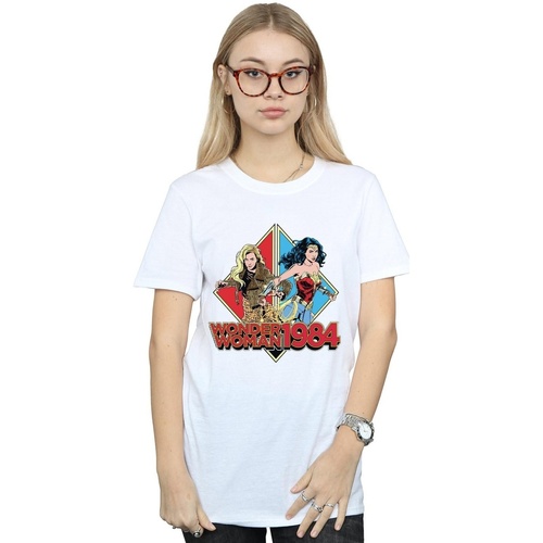Abbigliamento Donna T-shirts a maniche lunghe Dc Comics Wonder Woman 84 Back To Back Bianco