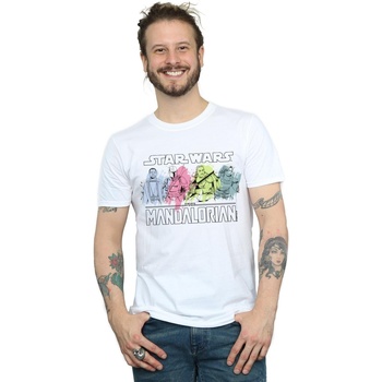 Abbigliamento Uomo T-shirts a maniche lunghe Disney The Mandalorian Character Pose Bianco