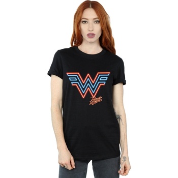 Abbigliamento Donna T-shirts a maniche lunghe Dc Comics Wonder Woman 84 Neon Emblem Nero