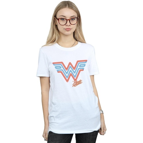 Abbigliamento Donna T-shirts a maniche lunghe Dc Comics Wonder Woman 84 Neon Emblem Bianco