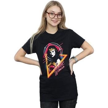 Abbigliamento Donna T-shirts a maniche lunghe Dc Comics Wonder Woman 84 Diana 80s Triangle Nero