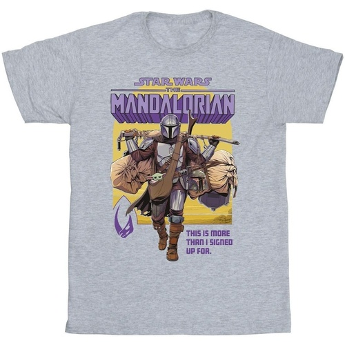 Abbigliamento Uomo T-shirts a maniche lunghe Disney The Mandalorian More Than I Signed Up For Grigio