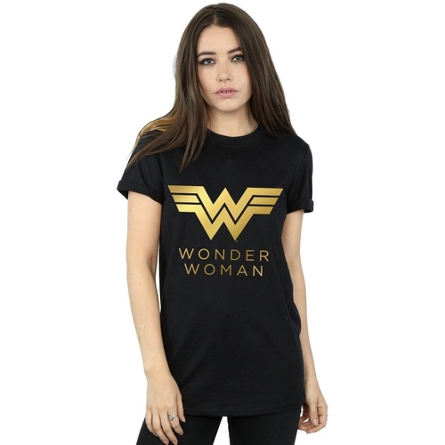 Abbigliamento Donna T-shirts a maniche lunghe Dc Comics Wonder Woman 84 Golden Logo Nero