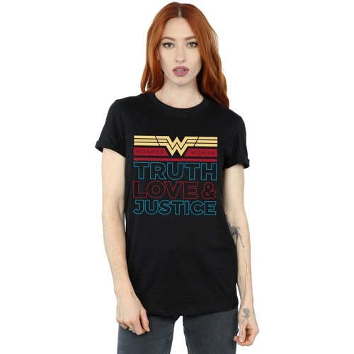 Abbigliamento Donna T-shirts a maniche lunghe Dc Comics Wonder Woman 84 Truth Love And Justice Nero