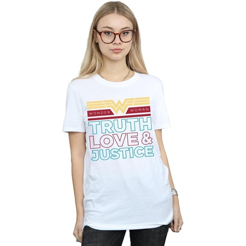 Abbigliamento Donna T-shirts a maniche lunghe Dc Comics Wonder Woman 84 Truth Love And Justice Bianco