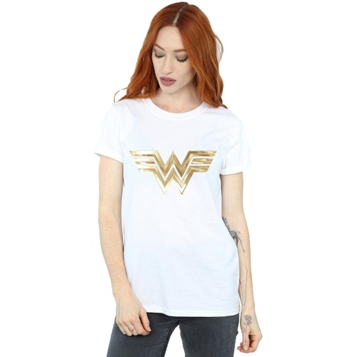 Abbigliamento Donna T-shirts a maniche lunghe Dc Comics Wonder Woman 84 Gold Emblem Bianco