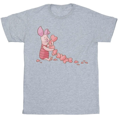 Abbigliamento Donna T-shirts a maniche lunghe Disney Winnie The Pooh Piglet Chain Of Hearts Grigio