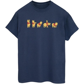 Abbigliamento Donna T-shirts a maniche lunghe Disney Winnie The Pooh Stretching Blu