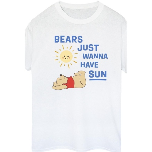 Abbigliamento Donna T-shirts a maniche lunghe Disney Winnie The Pooh Bears Just Wanna Have Sun Bianco