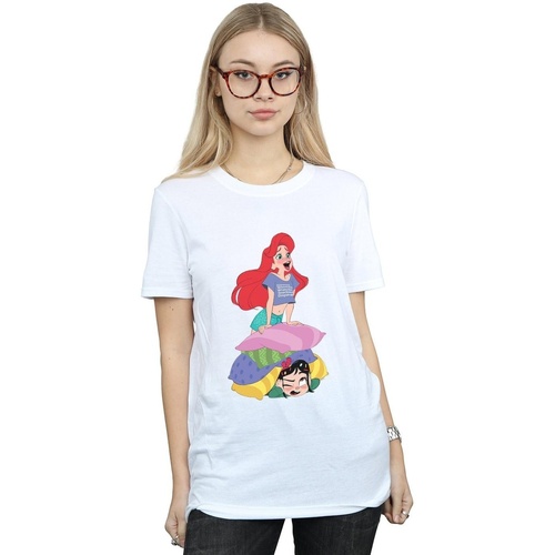 Abbigliamento Donna T-shirts a maniche lunghe Disney Wreck It Ralph Ariel And Vanellope Bianco