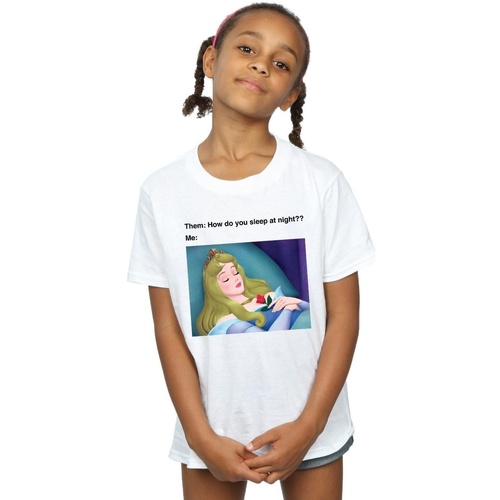 Abbigliamento Bambina T-shirts a maniche lunghe Disney Sleeping Beauty Meme Bianco