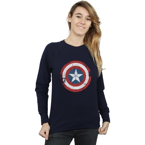 Abbigliamento Donna Felpe Marvel Captain America Civil War Distressed Shield Blu