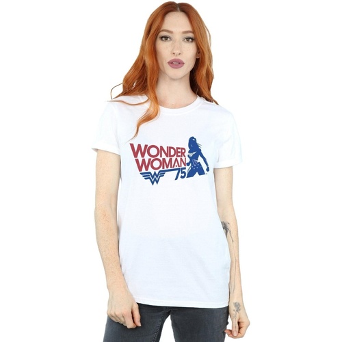 Abbigliamento Donna T-shirts a maniche lunghe Dc Comics Wonder Woman Seventy Five Bianco