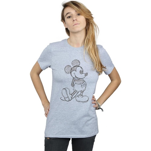 Abbigliamento Donna T-shirts a maniche lunghe Disney Mickey Mouse Sketch Kick Grigio