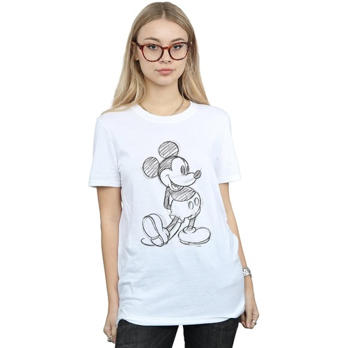 Abbigliamento Donna T-shirts a maniche lunghe Disney Mickey Mouse Sketch Kick Bianco