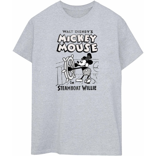 Abbigliamento Donna T-shirts a maniche lunghe Disney Mickey Mouse Steamboat Willie Grigio