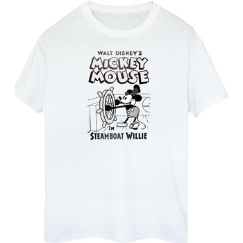 Abbigliamento Donna T-shirts a maniche lunghe Disney Mickey Mouse Steamboat Willie Bianco