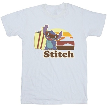 Abbigliamento Bambina T-shirts a maniche lunghe Disney Lilo And Stitch Bitten Surfboard Bianco