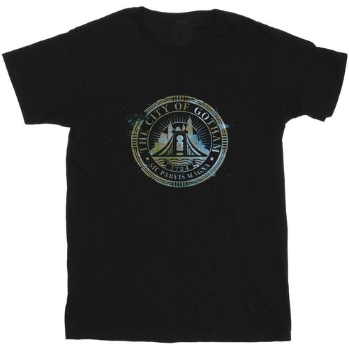 Abbigliamento Uomo T-shirts a maniche lunghe Dc Comics The Batman City Of Gotham Magna Crest Nero