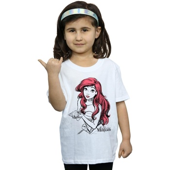 Abbigliamento Bambina T-shirts a maniche lunghe Disney Ariel Shell Sketch Bianco