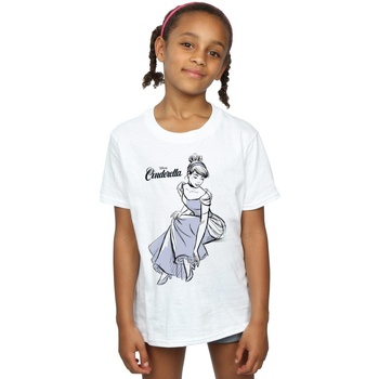 Abbigliamento Bambina T-shirts a maniche lunghe Disney Cinderella Slipper Sketch Bianco