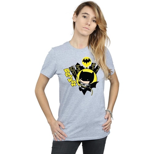 Abbigliamento Donna T-shirts a maniche lunghe Dc Comics Chibi Batman Swinging Grigio