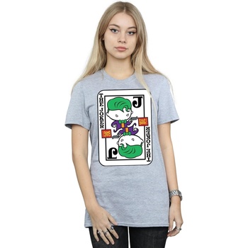 Abbigliamento Donna T-shirts a maniche lunghe Dc Comics Chibi Joker Playing Card Grigio