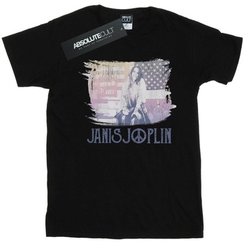 Abbigliamento Bambina T-shirts a maniche lunghe Janis Joplin Stove Flag Nero