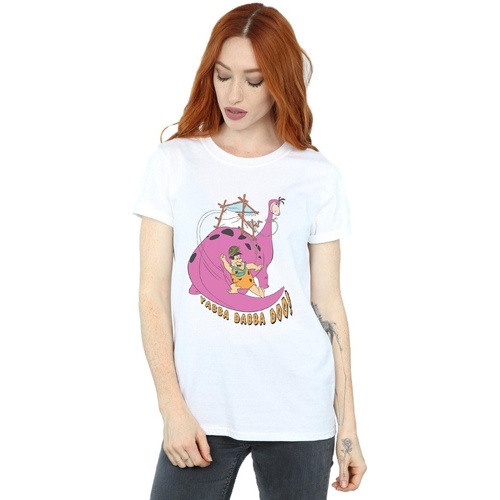 Abbigliamento Donna T-shirts a maniche lunghe The Flintstones Yabba Dabba Doo Bianco