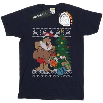 Abbigliamento Donna T-shirts a maniche lunghe The Flintstones Christmas Fair Isle Blu