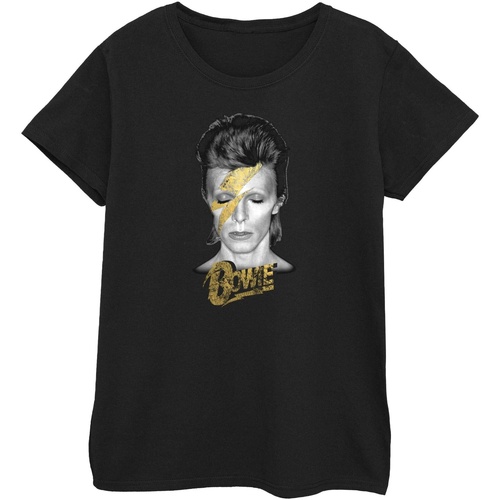 Abbigliamento Donna T-shirts a maniche lunghe David Bowie Aladdin Sane Gold Bolt Nero