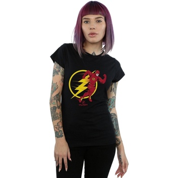 Abbigliamento Donna T-shirts a maniche lunghe Dc Comics The Flash Running Emblem Nero