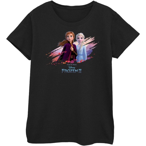 Abbigliamento Donna T-shirts a maniche lunghe Disney Frozen 2 Elsa And Anna Nature Is Beautiful Nero