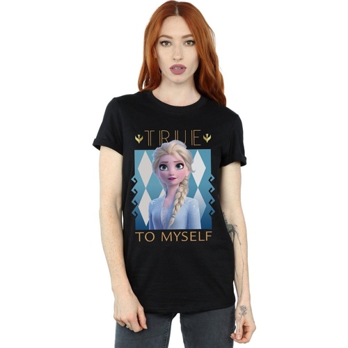 Abbigliamento Donna T-shirts a maniche lunghe Disney Frozen 2 Elsa True To Myself Nero