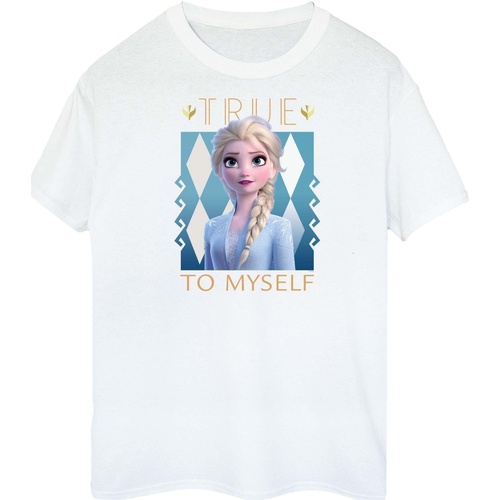 Abbigliamento Donna T-shirts a maniche lunghe Disney Frozen 2 Elsa True To Myself Bianco