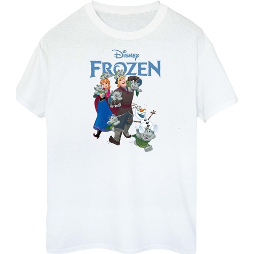 Abbigliamento Donna T-shirts a maniche lunghe Disney Frozen Happy Trolls Bianco