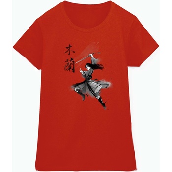 Abbigliamento Donna T-shirts a maniche lunghe Disney Mulan Movie Sword Jump Rosso